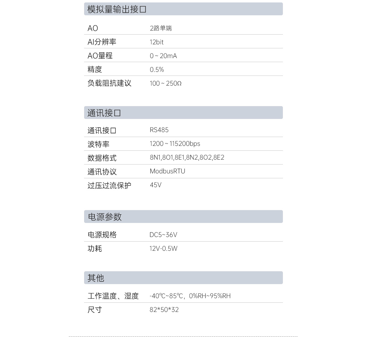 2路模拟量输入输出模块